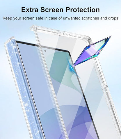 Btscase for Samsung Galaxy Z Fold 8 Case,Built in Front Screen Protector,[Compatible with MagSafe] Marble Hard PC Slim Shockproof Full Body Drop Protective Case for Z Fold 8, Clear Glitter