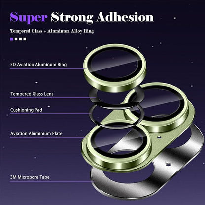 Camera Lens Protector for iPhone 17 Camera Lens Protector [Strong Adsorption] [Not Easy to Break] Metal Tempered Glass Rear Camera Screen Cover - Green