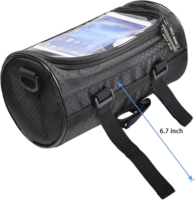 Oranlife Bike Handlebar Bag, Waterproof Phone Cycling Mount Front Bags, Bicycle Storage Bag with Removable Shoulder Strap, 6 inch Transparent Pouch, Best Gift