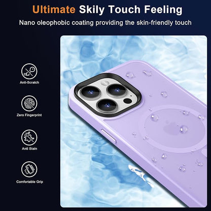 MOCCA Strong Magnetic for iPhone 12 Pro Max Case,[Compatible with Magsafe][Glass Screen Protector+Camera Lens Protector] Slim Thin Shockproof Cover Phone Case for iPhone 12 Pro Max 6.7", Light Purple