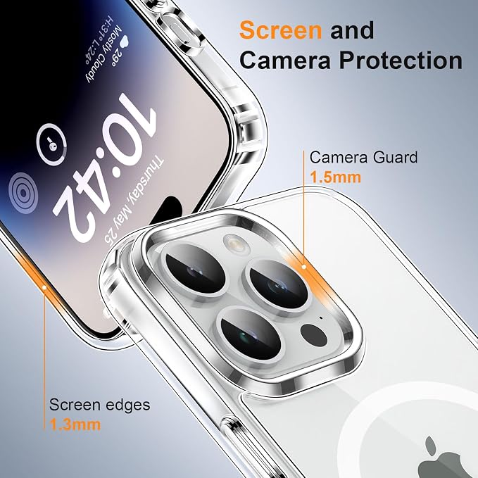 MOCCA Strong Magnetic for iPhone 14 Pro Case Clear, [Non-Yellowing][Compatible with Magsafe][Military Drop Protection] Slim Shockproof Protective Phone Case for iPhone 14 Pro Phone Case 6.1",Clear