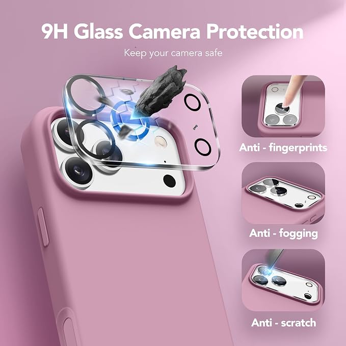 GONEZ Magnetic for iPhone 17 Pro Max Case, Compatible with MagSafe, [Screen Protector + Camera Lens Protector], Liquid Silicone Anti-Scratch Shockproof Protective Phone Case 6.9 inch, Blackcurrant