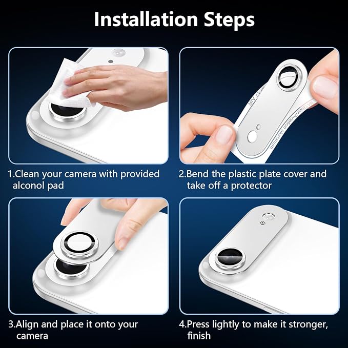 for iPhone 17 Air Camera Lens Protector, [Military Grade Shatterproof] [Strong Adsorption] [Case Friendly] Full Coverage Metal Aluminum Alloy 9H Tempered Glass Camera Screen Cover, Slivery