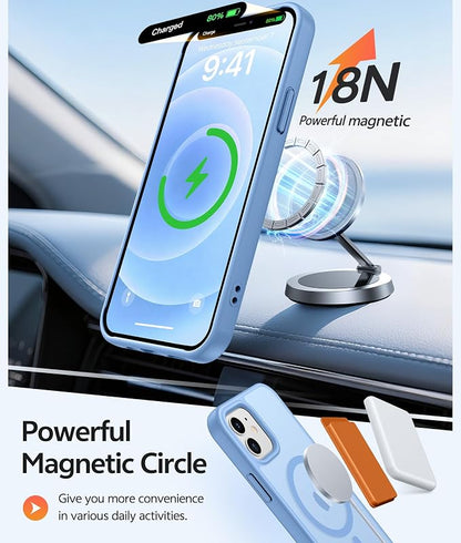 FNTCASE for iPhone 13 Mini Case: for iPhone 12 Mini Case [Compatible with Magsafe] Translucent Matte Magnetic Phone Cover - Military Grade Drop Protection Shockproof Protective Cases - Light Blue