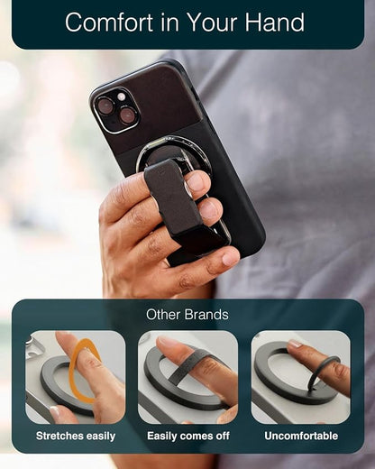 CLCKR for MagSafe Phone Grip for MagSafe Kickstand for Mag Safe Finger Loop, 3-in1 Phone Ring Holder Strap for Mag Safe iPhone 17/16/15/14/13/12 Series, Galaxy S25/S24/S23/S22, Pixel - Lilac