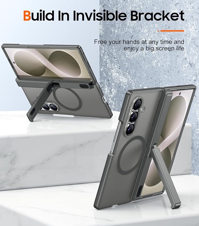 SPIDERCASE Magnetic for Samsung Galaxy Z Fold 8 Ultra Case,Built-in [Screen Protector] [Hinge Protection] [Kickstand] Full Body Protective Phone Case for Z Fold 8 Ultra - Gray