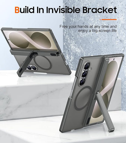 SPIDERCASE Magnetic for Samsung Galaxy Z Fold 8 Ultra Case,Built-in [Screen Protector] [Hinge Protection] [Kickstand] Full Body Protective Phone Case for Z Fold 8 Ultra - Gray