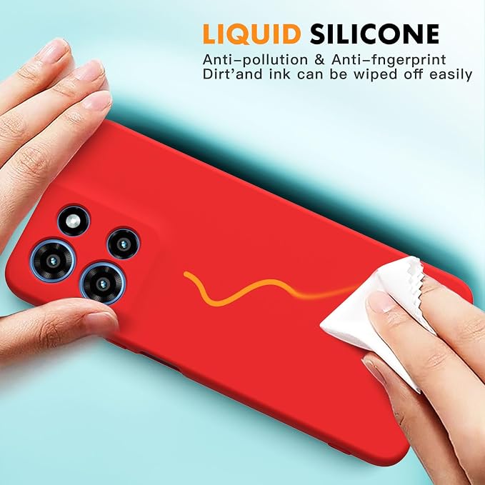 for Motorola Moto G 2025 Case, 2 Pack Tempered Glass Screen Protectors, Soft TPU Liquid Silicone Shockproof Gel Case-Red