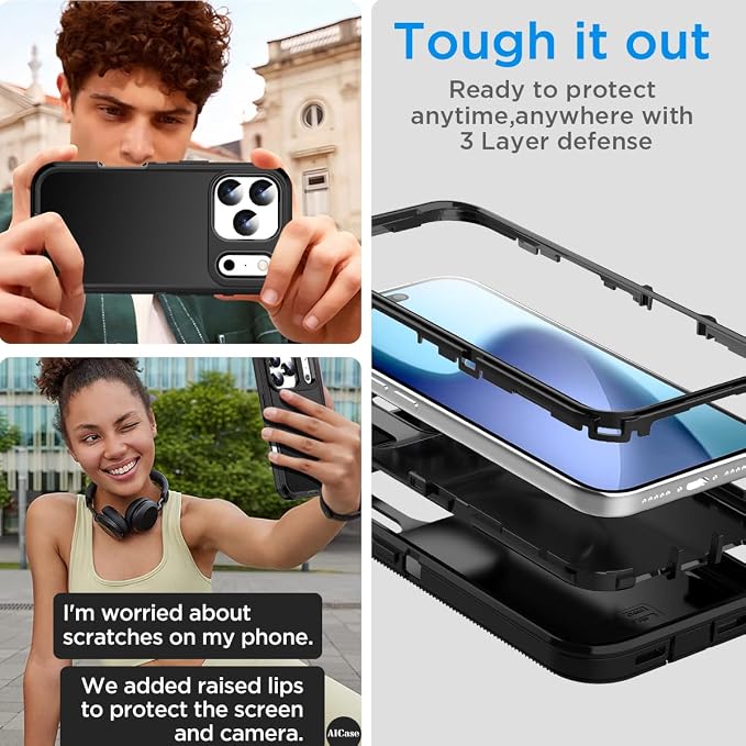 AICase for iPhone 17 Pro Case(6.3"),Heavy Duty Drop Protection Full Body Rugged Shockproof/Drop Proof/Dust Proof Military Protective Tough Durable Phone Cover for iPhone 17 Pro 2025_BG024