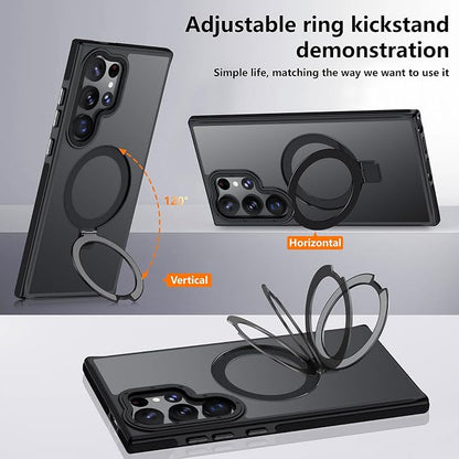 for Samsung Galaxy S22 Ultra Case, Magnetic Adjustable Ring Stand [Fit for Magsafe], [Military-Grade Shockproof Protection] Phone Case for S22 Ultra Case with Kickstand&Ring Holder (Black)