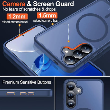 MOZOTER for Samsung Galaxy S25 Plus Case with Magnetic,[Compatible with MagSafe][12Ft Military Dropproof][2*Screen Protector] Translucent Slim Shockproof Holsters Case for S25 Plus,6.7"-Blue