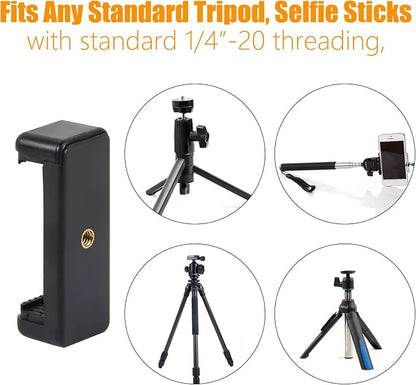 Universal Cell Phone Tripod Mount Adapter, Phone Holder Clip Connector Head Used for Monopod Selfie Stick Travel Mini Flexible Tripod and More, 1 Pack