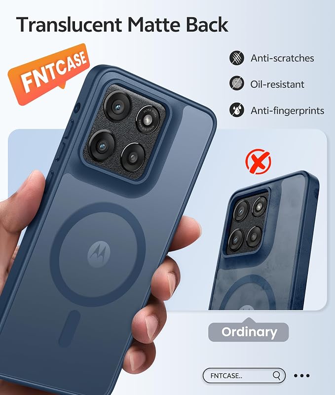 FNTCASE for Moto G Stylus 5G 2026 Case: Motorola G Stylus 2025 Case Magnetic Translucent Matte Shockproof Slim Phone Cover - Military Grade Drop Proof Anti-Fingerprint Protective Case (6.7 inch/Blue)