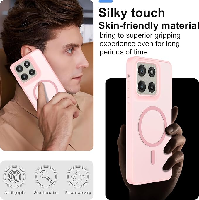 For Motorola Moto g Stylus 2025 Case [Compatible with Magsafe] Translucent Matte Magnetic Phone Case,Slim Thin Duty Shockproof Protection Cover with 2pc HD Screen Protector for Moto G Stylus 2025-Pink