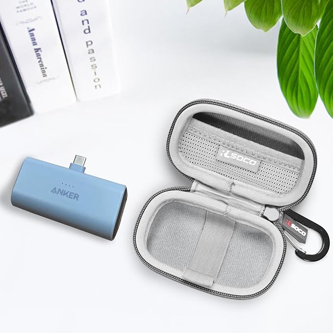 RLSOCO Carrying Case for Anker Nano Power Bank with Built-in USB-C Connector/with Built-in MFi Certified Lightning Connector Portable Charger - Grey (Case Only)