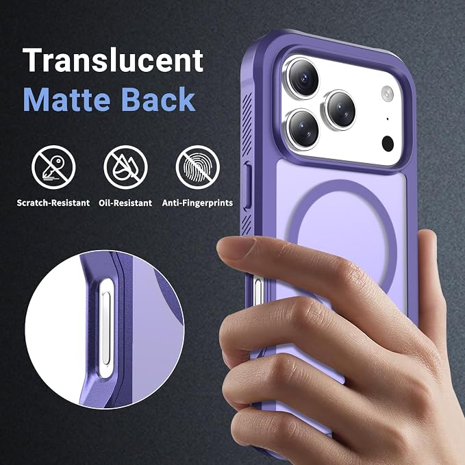 jaroco Magnetic for iPhone 17 Pro Case, [Compatible with MagSafe][Military Grade Drop Protection][Heavy Duty Protection][Non-Slip][Shockproof] 2-Layer Durable Bumper Phone Casee 6.3''-Dark Purple