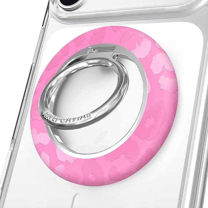 Velvet Caviar Compatible with MagSafe Phone Grip - Magnetic Ring Holder with Adjustable Stand - Removable MagSafe Accessories for iPhone 12, 13, 14, 15 (Hot Pink Leopard 2.0)