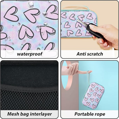 CameCosy Phone Charger Storage Case Set with Purple 3D love Heart Carrying Cover Bag kawaii Cute DIY Cable Protector charger accessories USB line Travel Cable Organizer,Compatible for iPhone