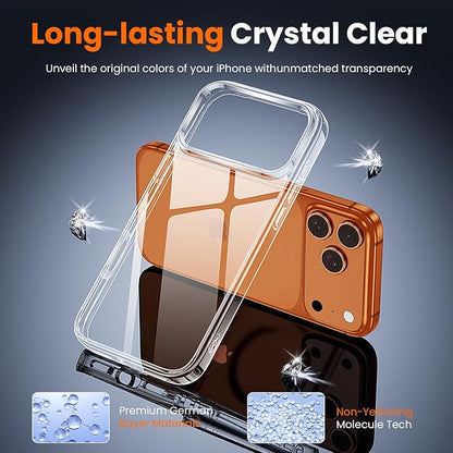 3 in 1 for iPhone 17 Pro Max Case Clear,Yellowing-Resistant Acrylic Back Screen Protector *1 & Camera Lens Protector*1, Shockproof for Phone Cover 6.9 inch