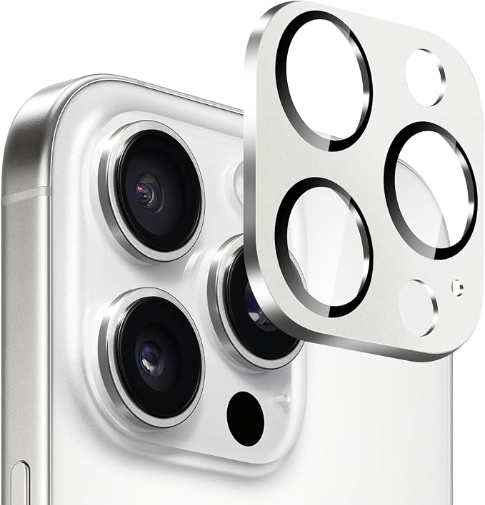 SAHARA - Ultra-Strong Camera Lens Protector for iPhone 16 Pro/16 Pro Max (2-Pack), White Titanium, (ZD00162)