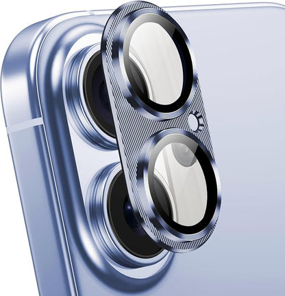 Korecase for iPhone 17/iPhone 16/iPhone 16 Plus Camera Lens Protector -[Strong Adsorption][Case Friendly] Metal Tempered Glass Rear Camera Cover,Blue