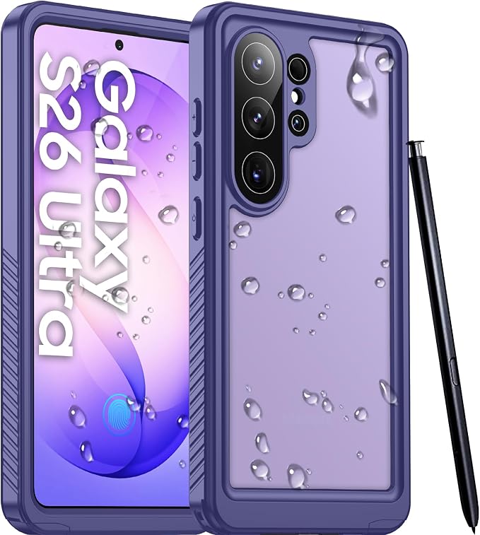 Temdan Designed for Samsung Galaxy S26 Ultra Case Waterproof, Built-in Lens & Screen Protector Military Grade Shockproof Dropproof IP68 Underwater Full Body Phone Case for Galaxy S26 Ultra 6.9"-Purple