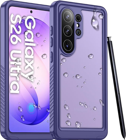 Temdan Designed for Samsung Galaxy S26 Ultra Case Waterproof, Built-in Lens & Screen Protector Military Grade Shockproof Dropproof IP68 Underwater Full Body Phone Case for Galaxy S26 Ultra 6.9"-Purple