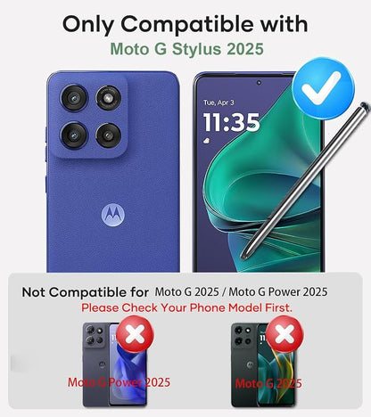 Weycolor for Moto G Stylus 2025 Case with Camera Lens Cover, HD Screen Protector, 10 FT Military Grade Drop Protection, Magnetic Ring Holder Kickstand Protective Phone Case, Black