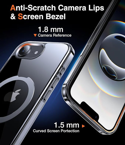 Chicfun 3-in-1 [Magnetic+Kickstand+Ring Holder] for iPhone 17e Case & iPhone 16e case with Stand Compatible with MagSafe, Military Shockproof Protective iPhone 17e Phone Case Kickstand Cover Clear