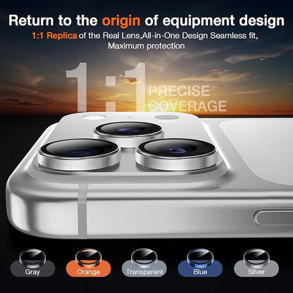 LK for iPhone 17 Pro/17 Pro Max Camera Lens Protector [Top 9H+ Military Grade Shatterproof] One-Click Installation, Ultra-Tough HD, Individual Lens Protectors Scratch-resistant, Silver,2 Pack