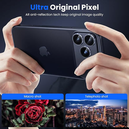 WSKEN for iPhone 17 Pro Camera Lens Protector - [Military Grade Shatterproof] [Strong Adhesion] Metal Aluminum Alloy Tempered Glass Camera Screen Protector, Blue Titanium