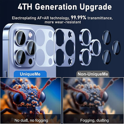 UniqueMe for iPhone 13 Pro/iPhone 13 Pro Max Camera Lens Protector, Metal Ring Tempered Glass Rear Camera Screen Cover - Light Blue (Bling Circle)