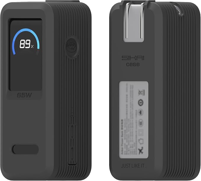 SIKAI CASE Silicone Case for Anker Prime Power Bank 9,600mAh 65W Raised Edges Design for AC Plug Integrated Dust Plug Precise Opening Compatible with Anker 65W Prime Power Bank Protective Case (Black)