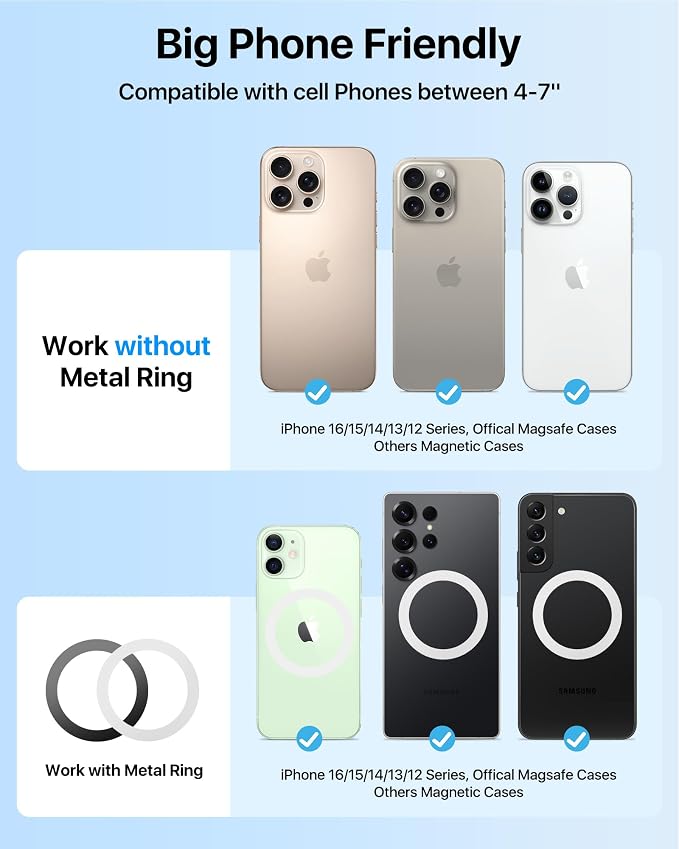 【True Military-Grade】andobil 3 in1 Magnetic Phone Holder for Car Dashboard Windshield Vent 【Upgrade Suction & Strongest Magnet】Retractable for MagSafe Car Mount for iPhone 17 16 15 14 Pro Max Sumsung