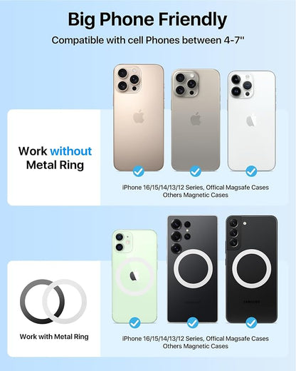 【True Military-Grade】andobil 3 in1 Magnetic Phone Holder for Car Dashboard Windshield Vent 【Upgrade Suction & Strongest Magnet】Retractable for MagSafe Car Mount for iPhone 17 16 15 14 Pro Max Sumsung