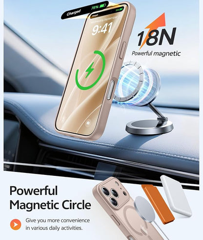 FNTCASE for iPhone 17 Pro Max Case: [Compatible with Magsafe] Translucent Matte Cases with [Full Camera Protection] [Screen Protector] Military Grade Shockproof Protective Phone Cover - Desert Gold