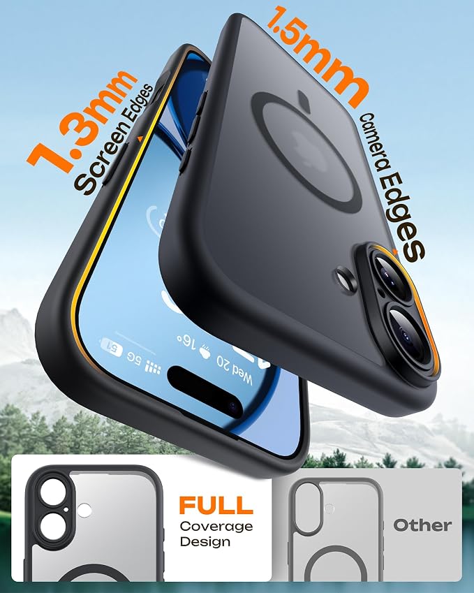 TOCOL for iPhone 17 Case, Compatible with Magsafe, Full Camera Protection, Built-in Magnets, Drop Protection, Translucent Matte Phone Case for iPhone 17 6.3 inch (Black)