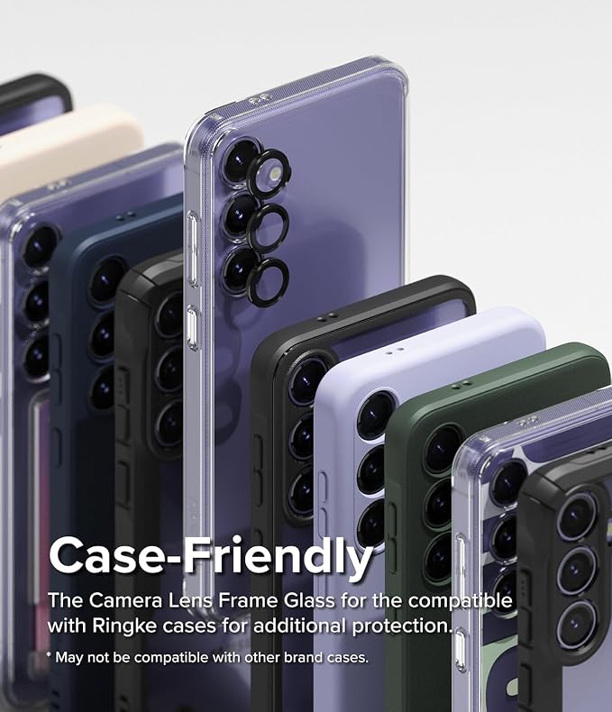 Ringke Camera Lens Frame Glass Compatible with Samsung Galaxy S24 Plus Camera Lens Protector 5G, Glass Covers and Aluminum Alloy Frames - Black