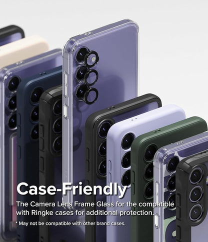 Ringke Camera Lens Frame Glass Compatible with Samsung Galaxy S24 Plus Camera Lens Protector 5G, Glass Covers and Aluminum Alloy Frames - Black