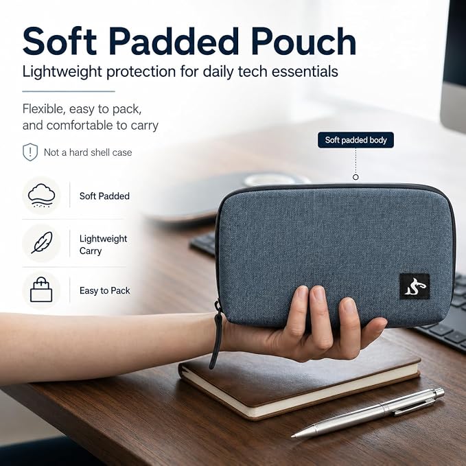 simtoper Electronic Organizer Travel Case – Waterproof Cable Bag for Cord, Charger, Hard Disk, Power Bank – Small Tech Storage for Travel, Backpack, Business Trip, Airplane