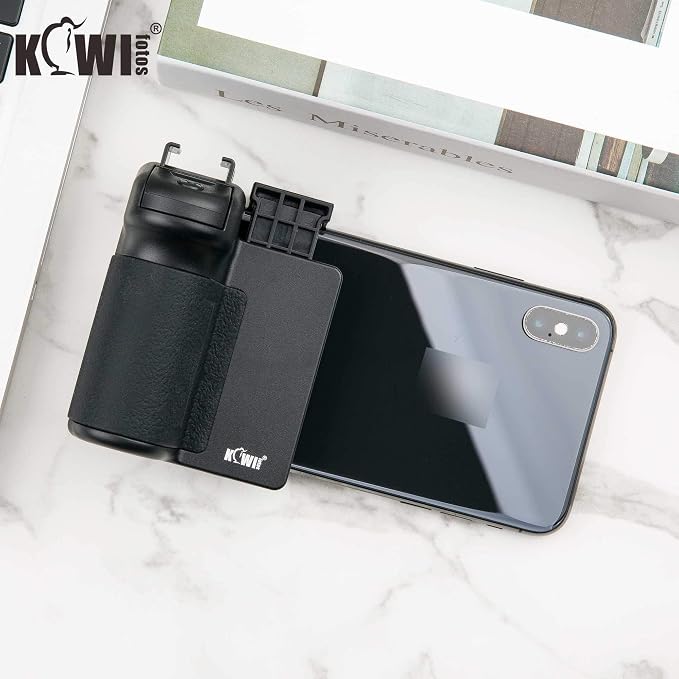 KIWIFOTOS Phone Camera Grip Handle Holder Phone Tripod Mount with Remote Shutter & Cold Shoe Adapter for iPhone 17 16 15 14 Pro Max Samsung Smartphone Selfie Vlog Video Shooting