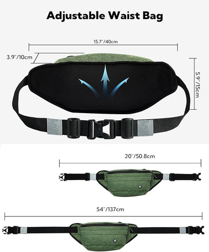 WATERFLY Running Belt Fanny Pack: Runner Marathon Jogging Waist Pack Sport Workout Exercise Fitness Phone Holder Belt for Men Women Jogger Slim Waistband Black