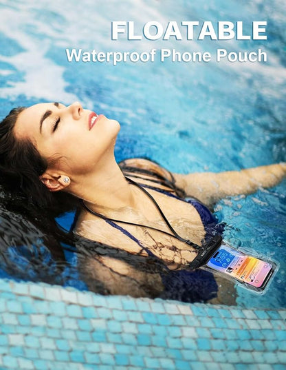 Waterproof Phone Pouch Floating, Waterproof Phone Case with Lanyard for iPhone 15 14 13 12 Pro Max XS Samsung, IPX8 Cellphone Dry Bag Beach Kayak Travel Essentials 2Pack-7.0"