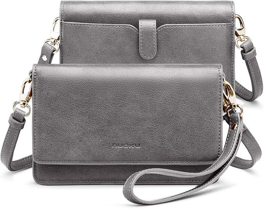 nuoku Women Small Crossbody Bag Cellphone Purse Wallet with RFID Card Slots 2 Straps Wristlet