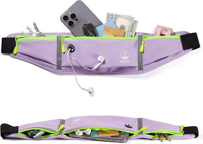 Running Belt Slim Fanny Packs for Women, Purple Waist Pack Running Fanny Pack Phone Holder for Running Sports Hiking Cycling