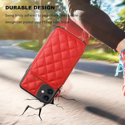 Bocasal Crossbody Wallet Case for iPhone 11, RFID Blocking PU Leather Zipper Handbag Purse Flip Cover, Kickstand Folio Case with Card Slots Holder Wrist Strap Lanyard 6.1 Inch (Red)