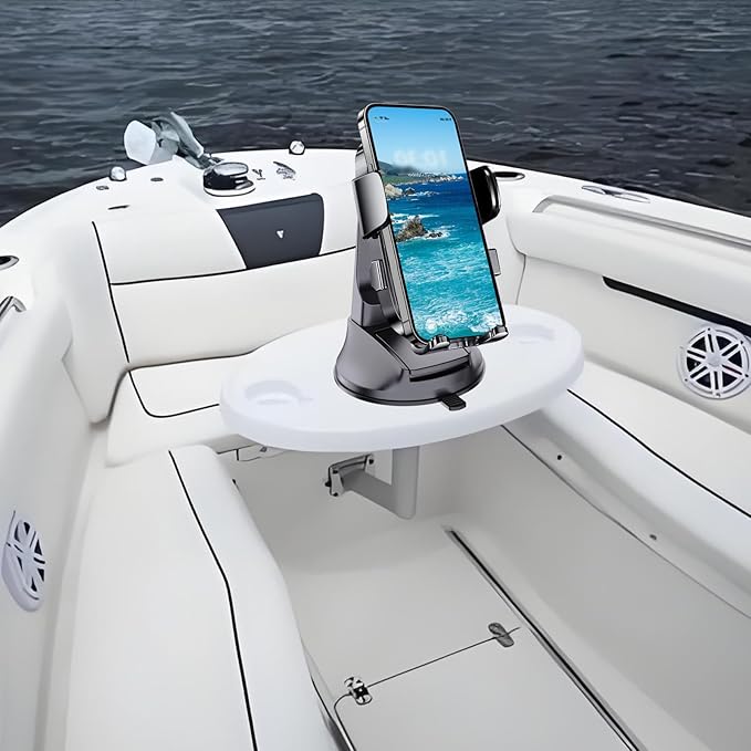Boat Phone Mount, Suction Cup Boat Cell Phone Holder Marine Heavy Duty Dash Universal Desk Waterproof Boating Phone Holder for Kayak Sailing Marine Marina for iOS Android Smartphone (2PCS)