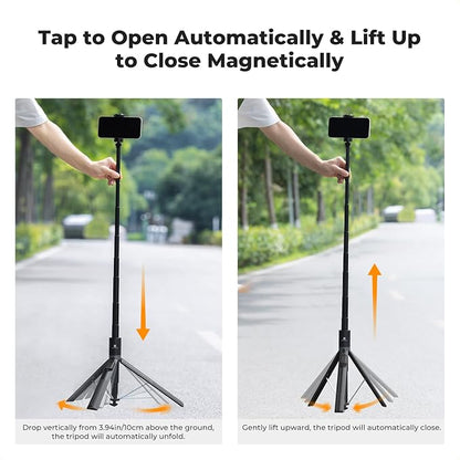 K&F CONCEPT 69" Selfie Stick, Pop Open & Quick Fold Phone Tripod, 360° Rotatable Selfie Stick with 9 Button Bluetooth Remote, Cell Phone Tripod for Travel, Live Streaming, Vloggers