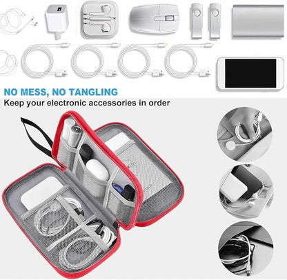 ZINZ Electronic Accessories Organizer, Travel Cable Carry Pouch Storage Bag for Laptop Attachment Cable, Cord, Charger, Earphone etc,Black-Red