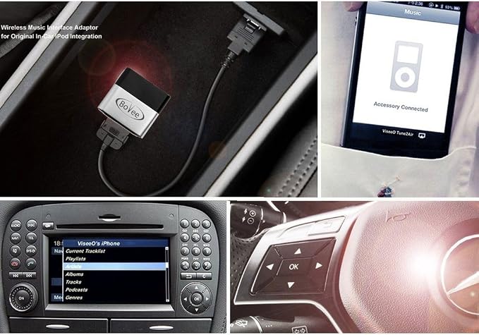 Bovee 1000 - Wireless Music Interface Adaptor Compatible with Audi, Mercedes, and Volkswagen car kit with 30 pin iPod Connector (Tune2Air WMA1000 (30-Pin Bluetooth))